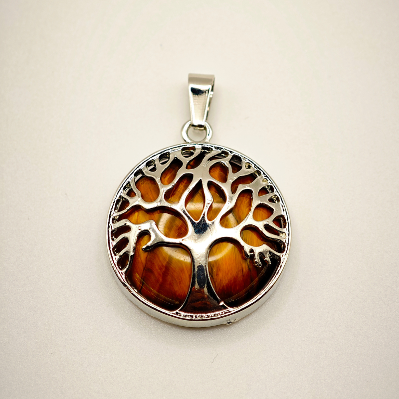 Pendentif "Energie pure" Arbre de vie en Œil du tigre