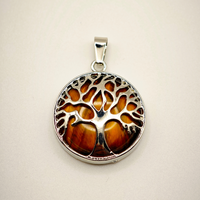 Pendentif "Energie pure" Arbre de vie en Œil du tigre