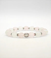Bracelet en Quartz rose et Pierre de Lune Arc en ciel