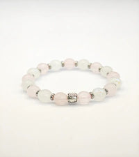 Bracelet en Quartz rose et Pierre de Lune Arc en ciel