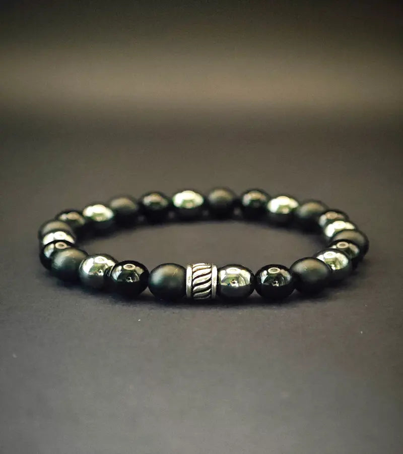 Bracelet Triple puissance (Obsidienne noire, Onyx mat et Hématite)