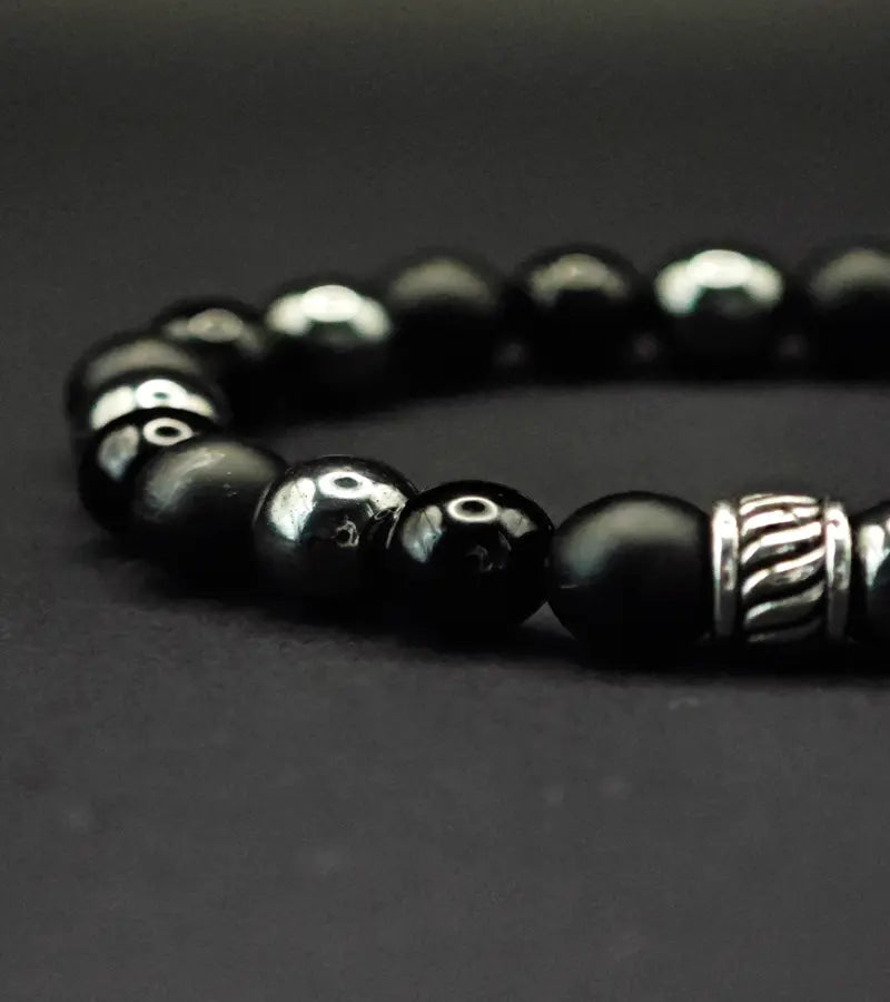 Bracelet Triple puissance (Obsidienne noire, Onyx mat et Hématite)