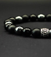 Bracelet Triple puissance (Obsidienne noire, Onyx mat et Hématite)