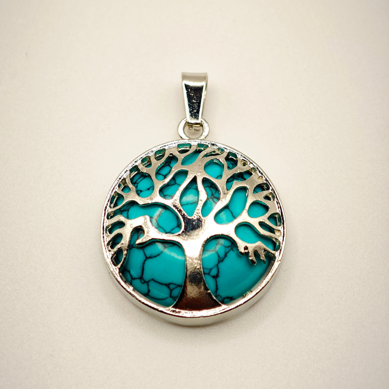 Pendentif "Energie pure" arbre de vie en Turquoise